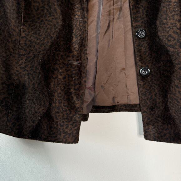 Working Classics Coat Women 16 Brown Black Animal Print Faux Fur Mob Wife 70s - Picture 7 of 8